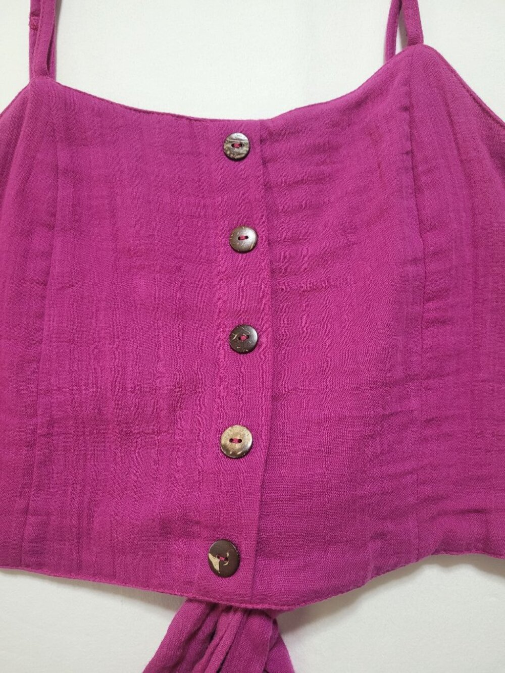 Lotus & Luna Cruisin Crop Top Viva Magenta Cotton Gauze Boho Top Large Coastal - Picture 4 of 9